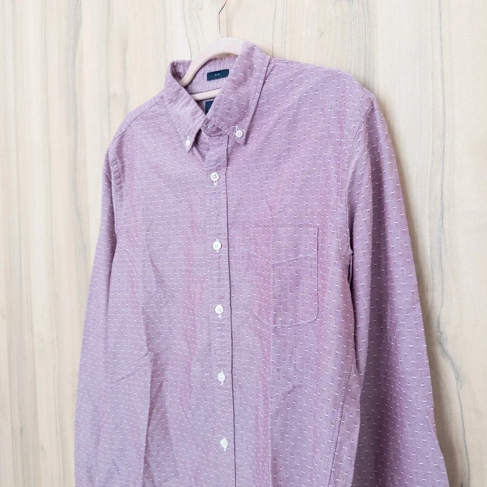 J.Crew Mens Button Down Shirt Sz M Oxford Slim Long Sleeve Preppy Classic Office